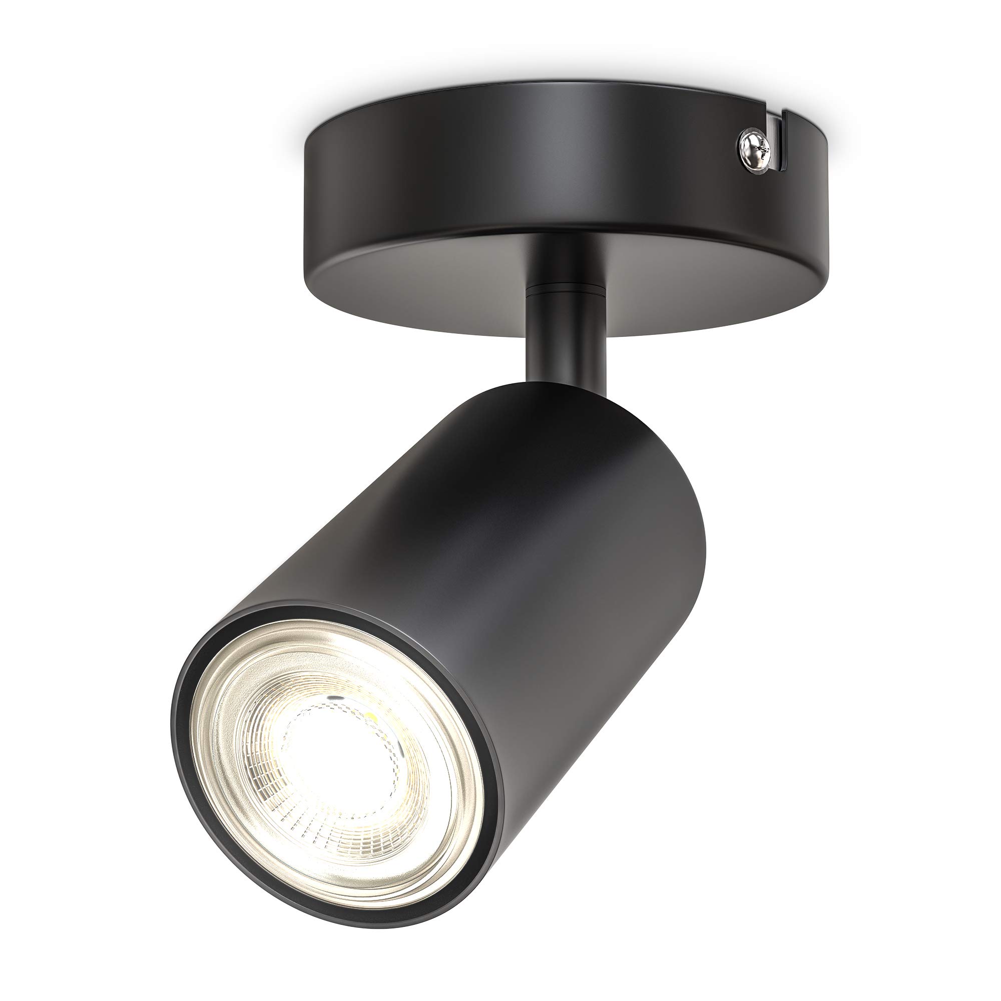 B.K.Licht Wall Light/Ceiling Lamp, Adjustable Spot, GU10 Socket, Bulb not Included, Rotatable Spotlight for Living Room, Bedroom, Corridor, Metal Spot, Flexible Design IP20 230V, 9x9 cm, Matt Black