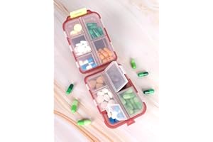 Rufous Portable Pill Box 2-Piece Set with 10 Divisions Travel Medicine Organizer Daily Vitamin Dispenser Case