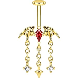 OUFER 16G Bat Vertical Helix Piercing Jewelry, Red CZ Hidden Upper Earring | Halloween 7mm Flat Back Stud, 316L Stainless Ste