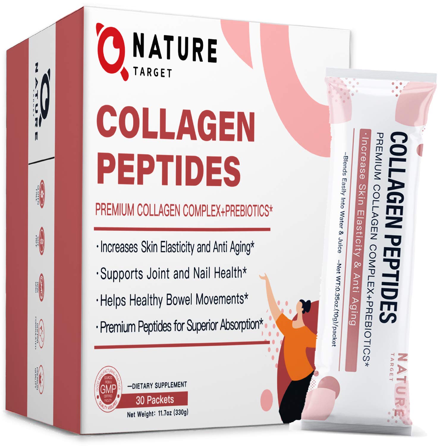 Collagen Peptides-Powder Multi-Collagen-Protein Powder for Women - Plus Prebiotics Promotes Hair, Skin, and Nail Health, Collagen for Digestion Supports Anti-Aging 30 Packets