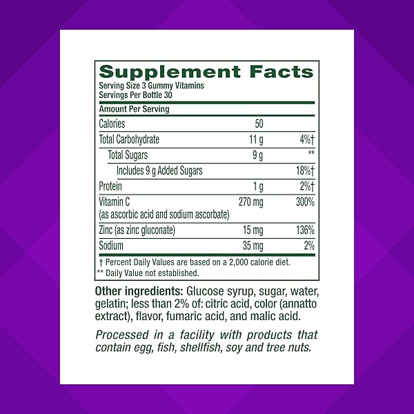 VITAFUSION POWER ZINC GUMMY VITAMINS, STRAWBERRY TANGERINE FLAVORED IMMUNE SUPPORT (1), 90 COUNT