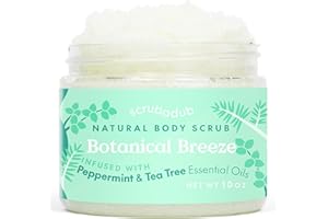 Scrubadub Natural Body Scrub 10oz Peppermint Tea Tree | Sea Salt Body Scrub Made in USA | Perfect Butt Legs Arms Hand Exfoliating Scrub | Vegan Cruelty Free & Natural Skincare