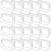 Ptwola 20PCS Clear Cosmetics Bag, PVC Waterproof Zippered Toiletry Carry Pouch Portable Carry-on Makeup Bags Organizer Storage Case for Women Men Vacation Travel Bathroom (White, Medium)