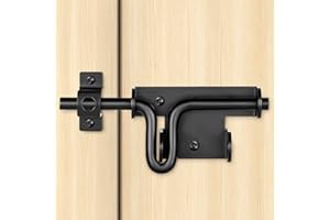 TIBEGOLD Slide Bolt Gate Latch with Padlock Hole, Heavy Duty Fence Sliding Bolt Gate Latch for Wooden Fence, Slide Latches Outdoor Doors for Wood Vinyl Fence Barn Shed, Black, 1 Pack