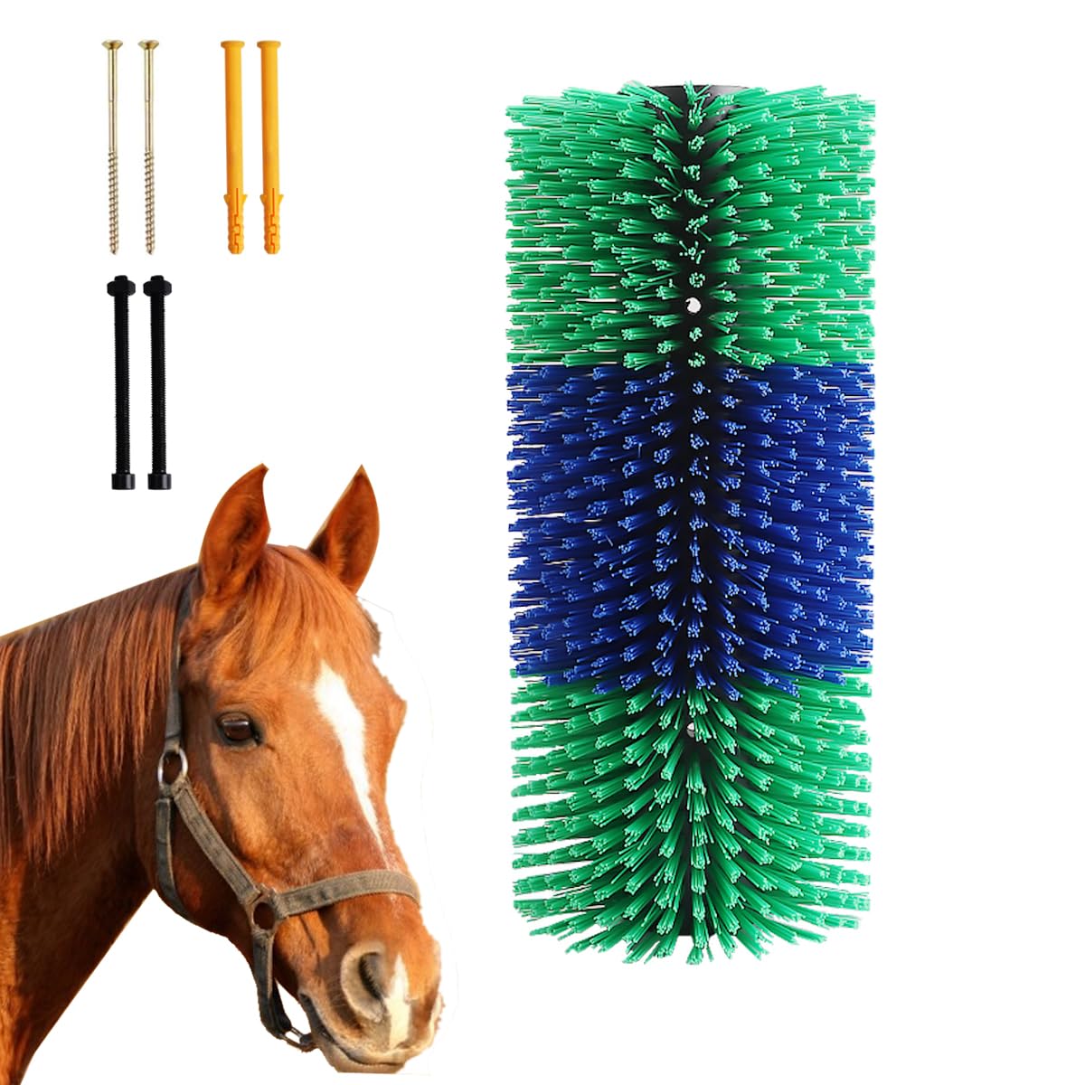 Domigard Universal Scratcher Brush for Livestock - Horse, Cow, Goat, Sheep & Cattle - Back Scratching Massage Brush - Green