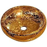 Luxury Gold Vanity Top Round Sink Bowl Ceramic