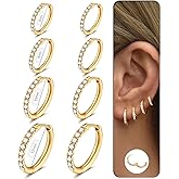 Small Hoop Earrings for Women Men,316L Surgical Steel Hinge Huggie Hoop Earrings fit Cartilage Helix Tragus Sung Conch 1st Lobe Hole Earlobe Lightweight Hypoallergenic Earrings