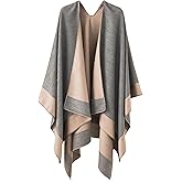 YnimioAOX Women's Shawl Wrap Poncho Sweater Open Front Cape for Fall Winter