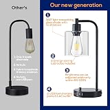 Homelist Dimmable Bedside Lamps Set of 2 with USB Ports Black Glass Shade view 8