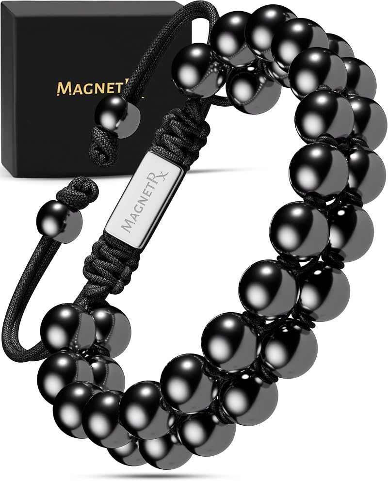MagnetRX Magnetic Hematite Bracelet MAX Strength 8mm Beaded Men Women