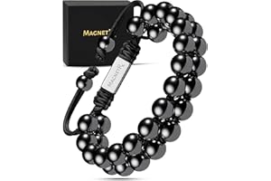 MagnetRX® Magnetic Hematite Bracelet – MAX Strength Magnetic Stones – Beaded Magnetic Bracelets for Men and Women (Double Strength 8mm)