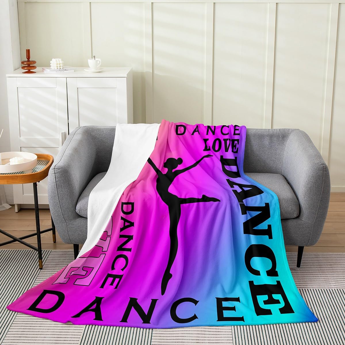 Ballet Bed Blanket Kids,Dance Pink Purple Blue