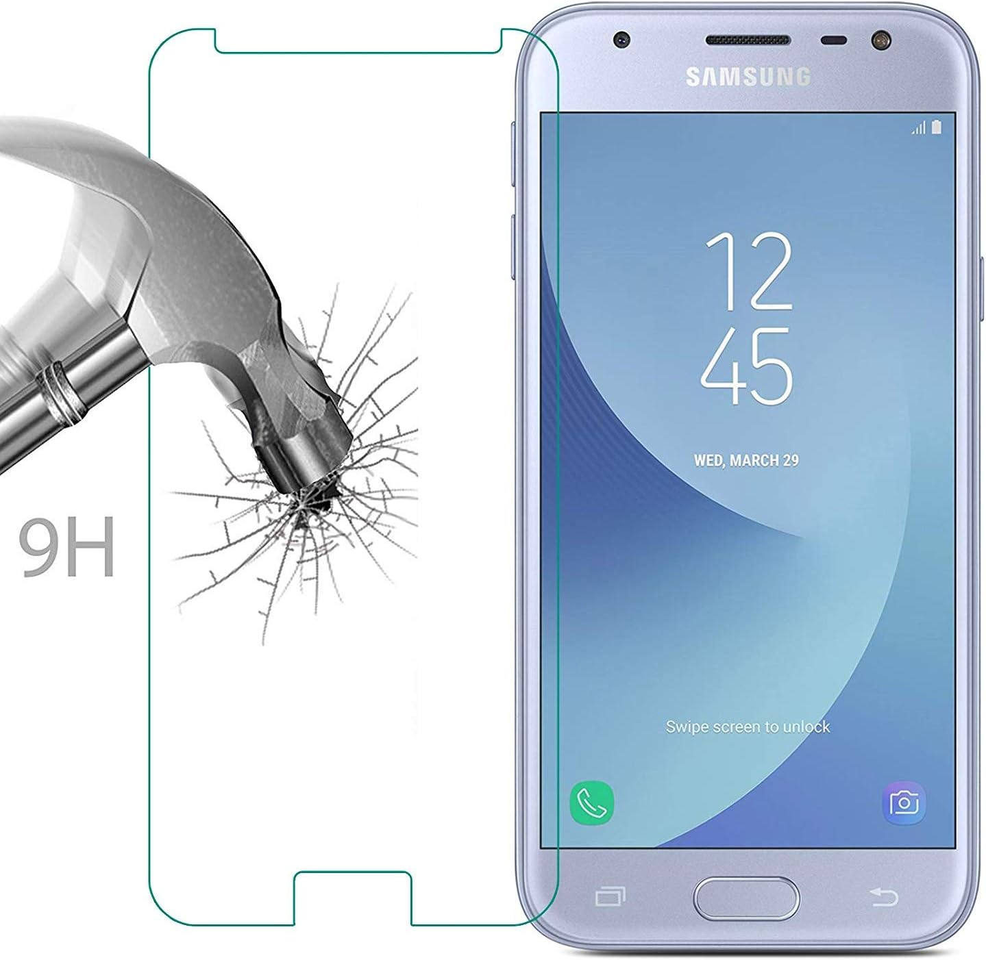 Samsung Galaxy J3 2017 Screen Protector, [2 Pack] Premium Tempered Glass Screen Protector for Samsung Galaxy J3 [2017 Released] [2.5D Rounded Edge] [9H Hardness]