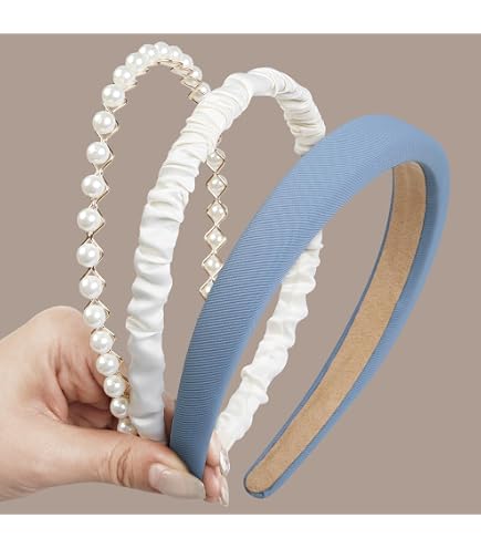 Amazon.com : SHEHARUHI 5pcs White Pearl Headbands Cute Pearl  display picture 3