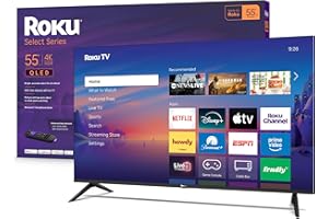 Roku 智能电视 2026 — 55 英寸精选系列、4K QLED 电视 — 带语音遥控器的 Roku 电视 — 带 Wi-Fi 的平板 QLED 电视用于直播本地新闻、体育和电影 — 蓝牙耳机模式