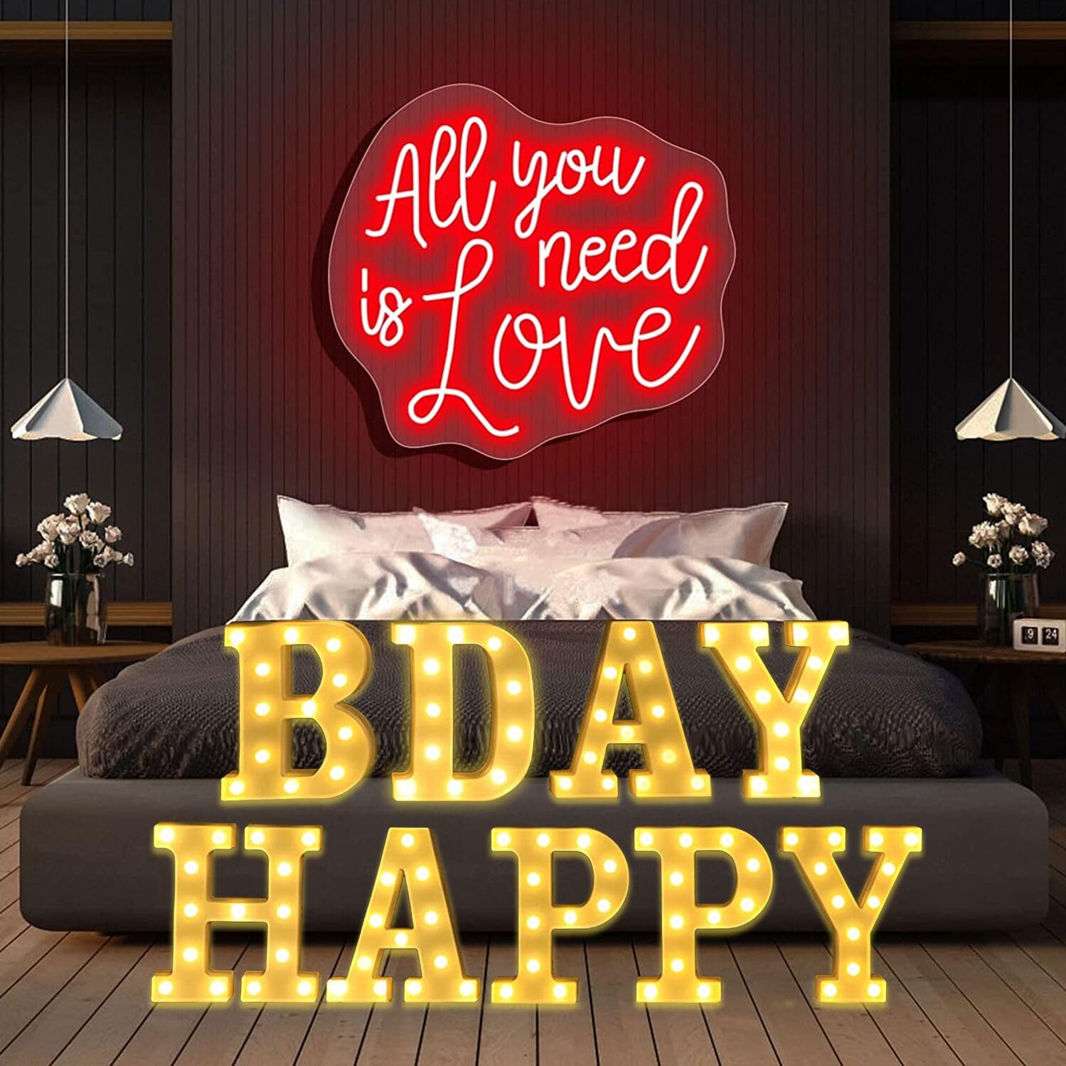 Photo 1 of Happy Birthday Sign LED Marquee Letter Light Up Sign Reusable for All Birthday Party Decoration, Anniversary Party, Night Lamp Banquet Props