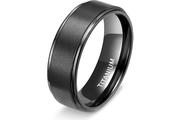 TIGRADE 4mm 6mm 8mm 10mm Black Titanium Rings Wedding Band Matte Comfort Fit for Men Women