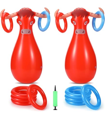Juego Inflable De Lanzamiento De Aros Con Poste De Cactus – 6 Aros Y 1 Poste De PVC Para Fiestas De Piscina Y Verano