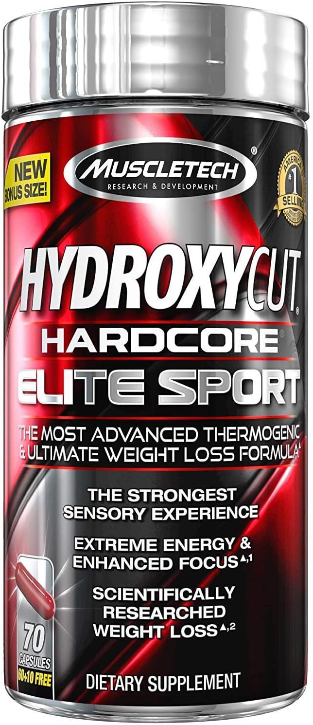 Hydroxycut Hardcore Elite Sport Capsules, 2 Bottles (70 Capsules)