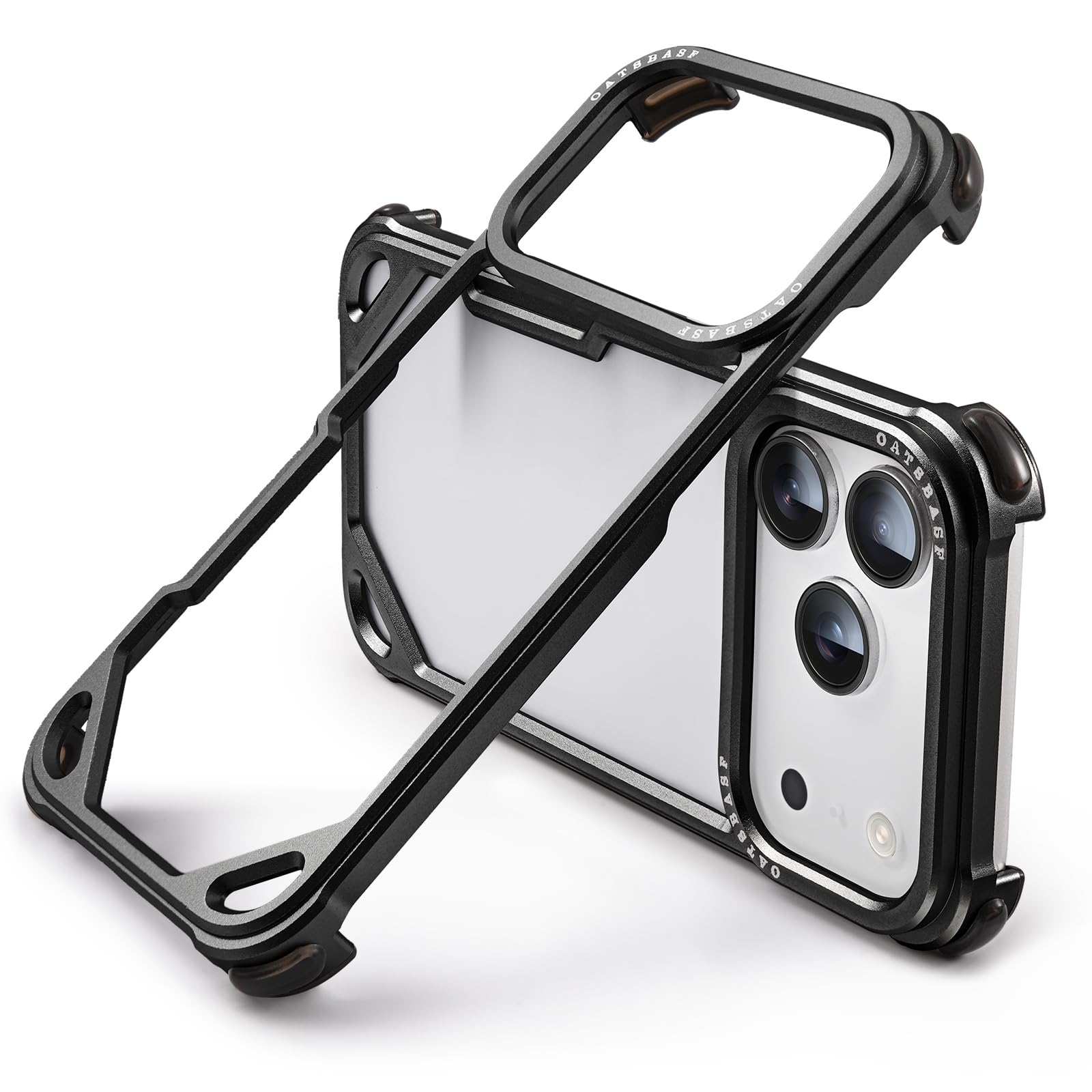 Photo 1 of OATSBASF for iPhone 17 Pro Max Bumper Case, No Back Design, Aluminum Frame Slim Fit, Compatible with MagSafe, 4 Corner Shockproof Protection, Black