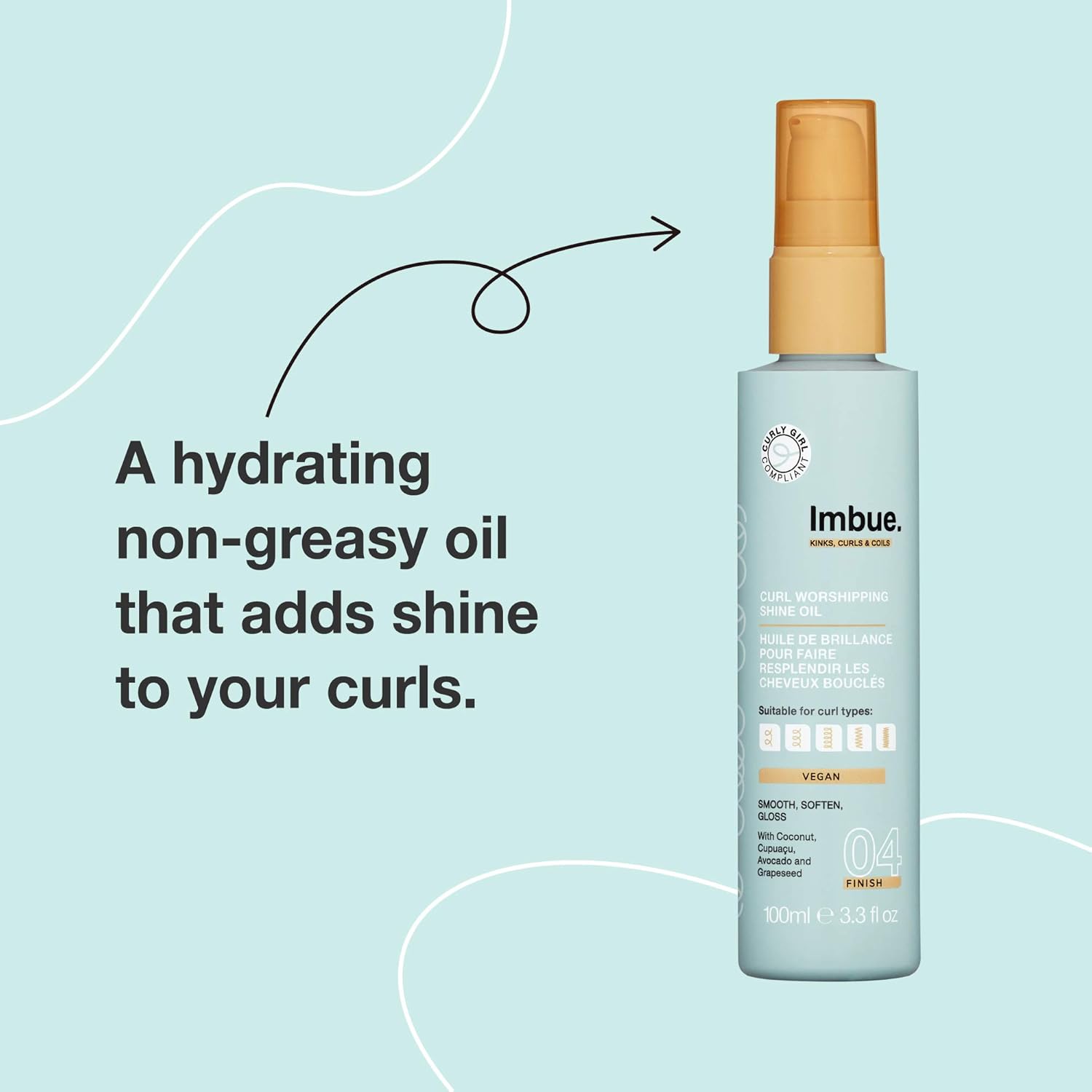 Imbue Curl Worshipping Shine Hair Oil Serum - Vegan and Curly Girl Method Compliant, 100ml, Transparent, 100 ml (Pack of 1) - Image 4