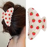 Strawberry Hair Claw Clips for Women Large Hair Clips for Thick Thin Summer Hairpins Aesthetic Jaw Barrettes Cute Strawberry Pattern Claws Fruit Claws Hair Accessories