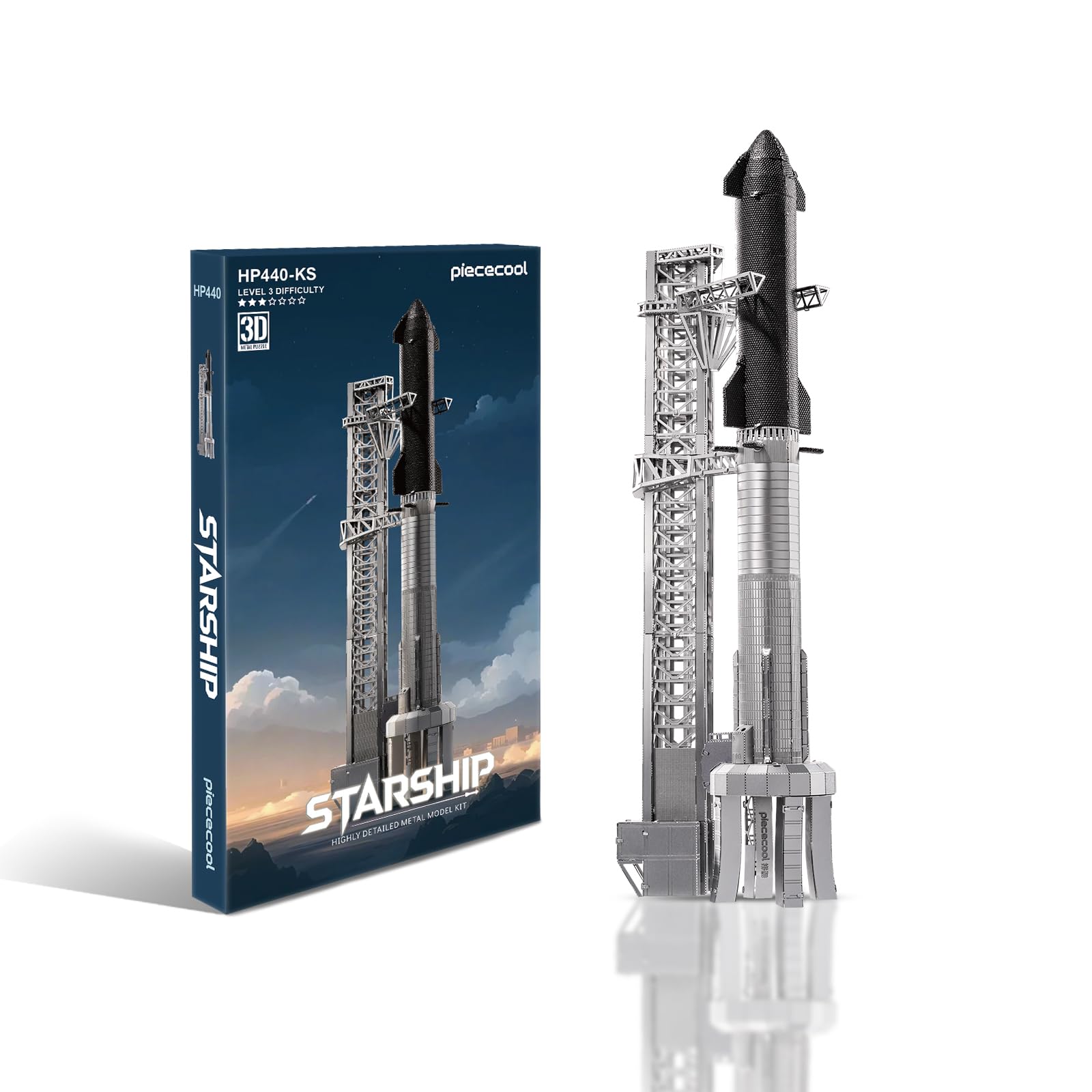 Piececool 3D Metal Model Kits Starship 3D Puzzles for Adult,Diy Craft Jigsaw Set 3D Metal Puzzles for Adult Brain Teaser,Birthday, 3D Model Kits for Adults to Build