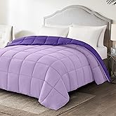 Homelike Moment Twin Comforter Duvet Insert - Purple Down Alternative Bed Comforter Twin Size, Lightweight Bedding Comforters Quilted Soft All Season Reversible Plum/Light Purple