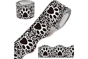 100 Feet Paw Bulletin Board Borders-Black and White Composition Scalloped Border Trims-Classroom Borders Decoration for Walls