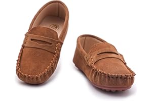 DADAWEN Toddler Little Kid Boys Girls Soft Suede Leather Slip On Loafer Flats Dress Shoes Casual Boat Shoes Wedding Church School Oxford Shoes Loafers