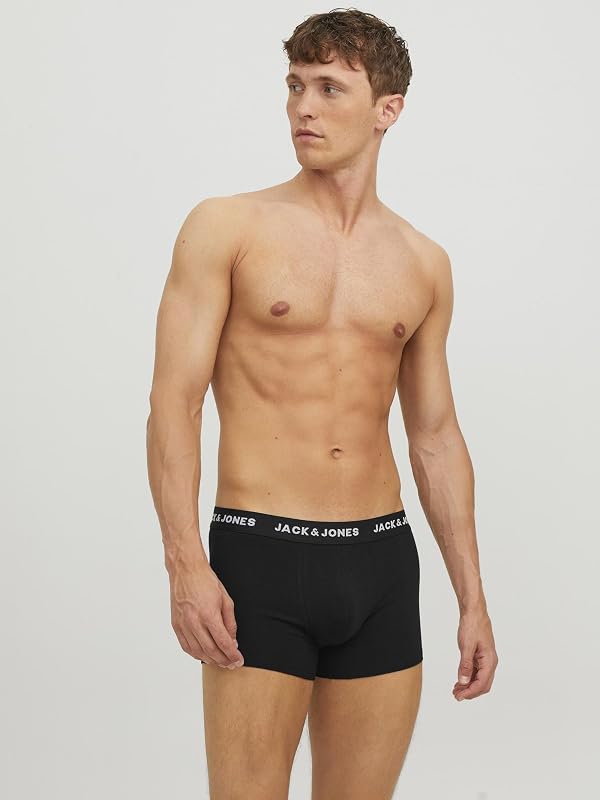 Jachuey trunks masculino jack & jones pacote com 7 boxers, preto (detalhe preto: preto/preto/preto/preto/preto), médio (pacote com 7)