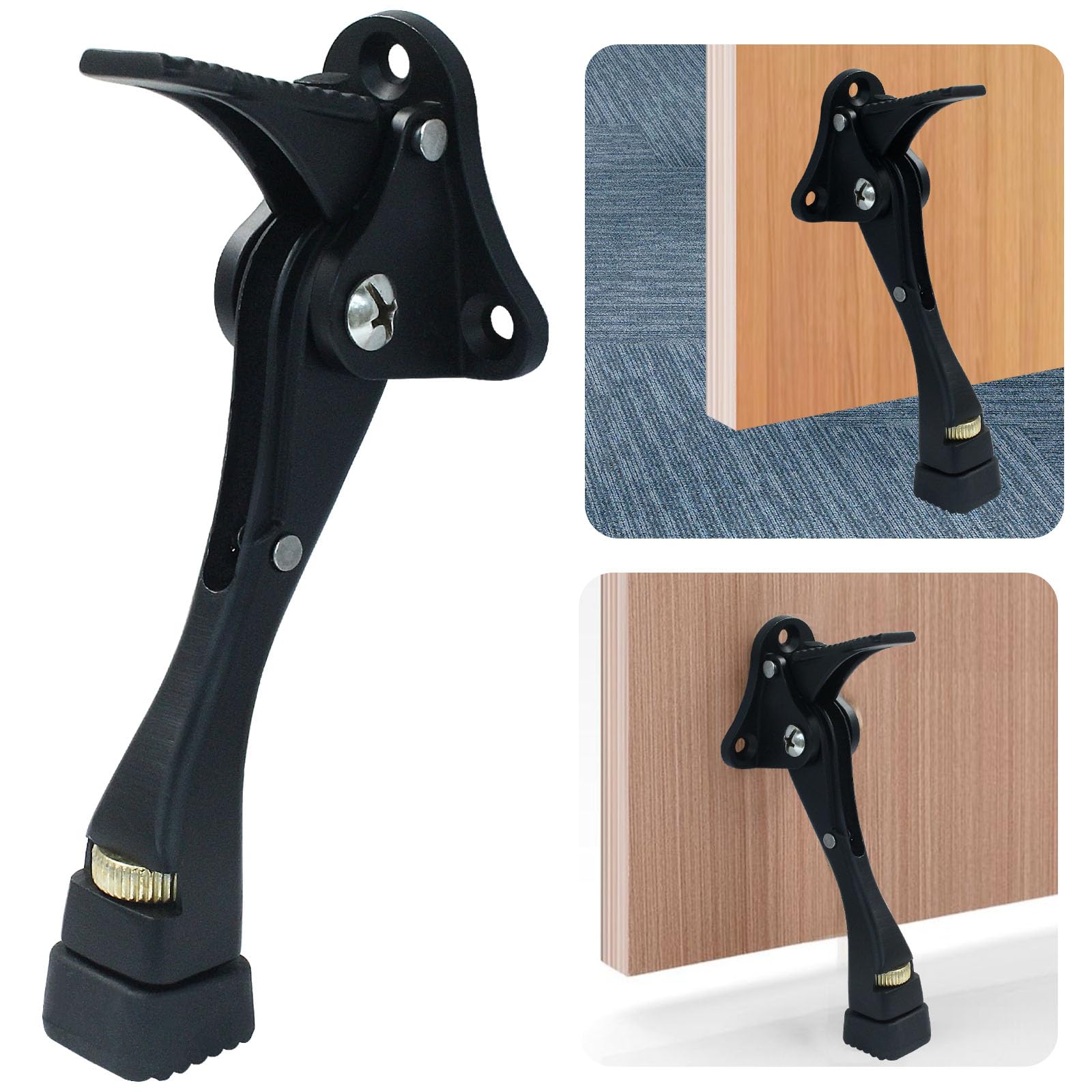 Photo 1 of vibedor 1 Pack Kick Down Door Stopper, Black Heavy Duty Kickdown Door Stop for Bottom of Door Adjustable Door Stopper with Non-Slip Rubber Tip(4 Inch)
