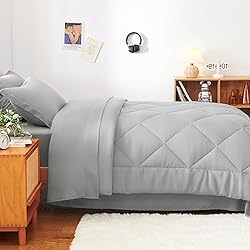 CozyLux Twin Comforter Set with Sheets Light Grey