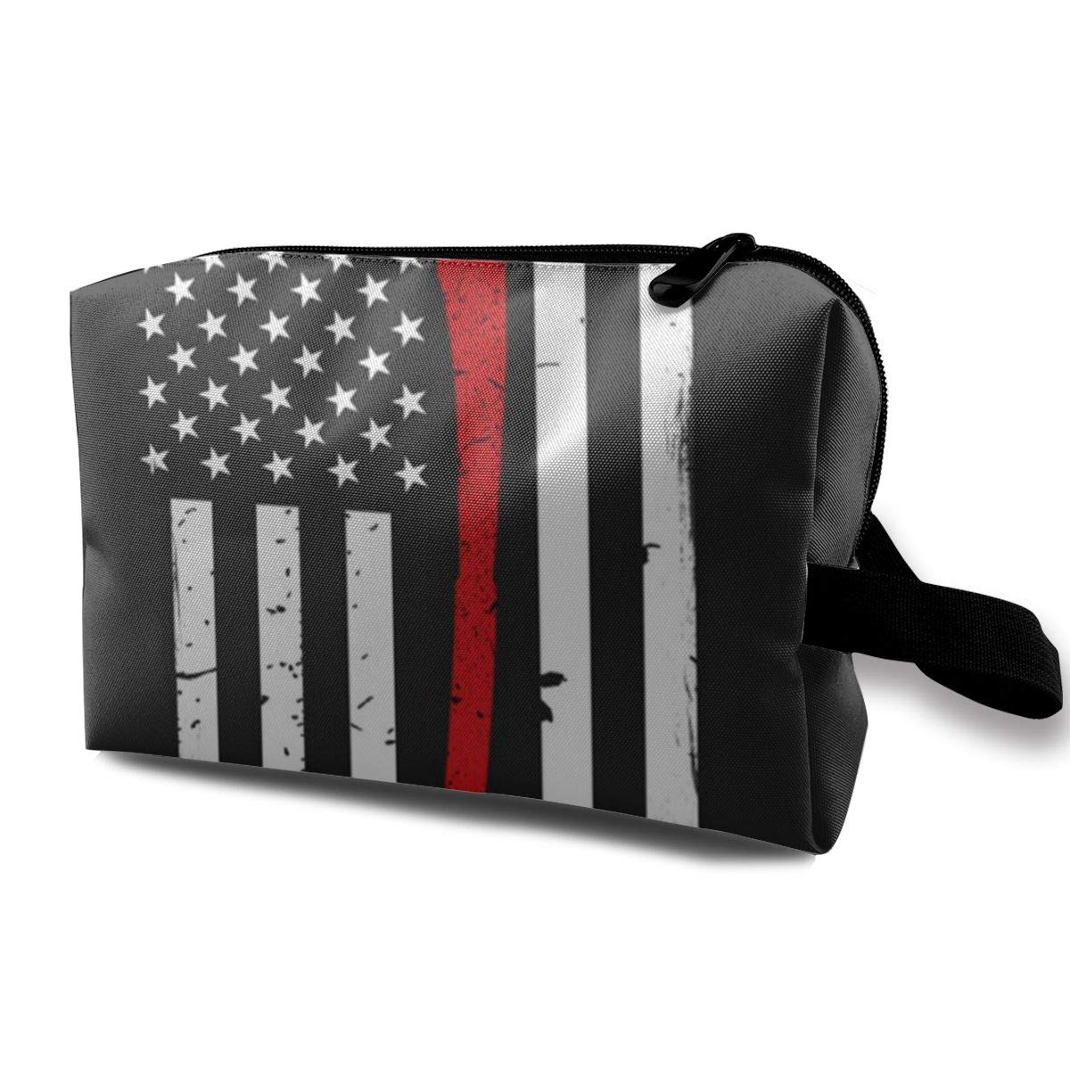 Thin Red Line Firefighter Flag Makeup Bag Pouch Purse Cosmetic Organizer for Women