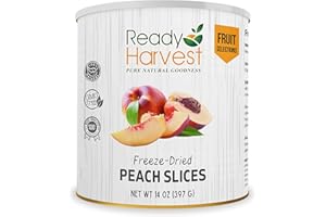 Ready Harvest Freeze Dried Food - Peaches | Gluten-Free Snacks | Emergency Fruit | #10 Can | 25-Year Shelf Life | Cans Filled to the Top