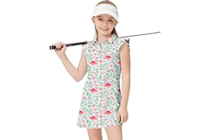 Soneven Girls Tennis Dresses Sleeveless Golf Dress with Shorts Ruffle Sleeve Athletic Dress with Pockets