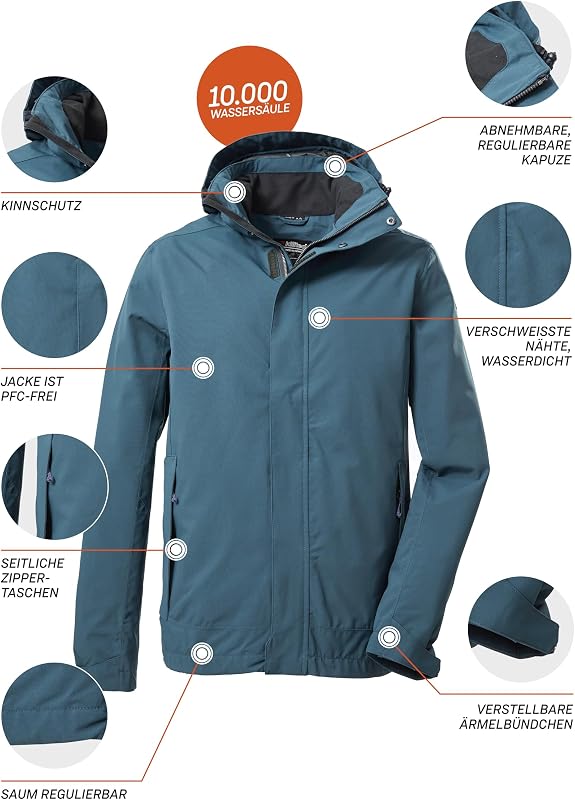 Hombre Chaqueta funcional/chaqueta de exterior con capucha desmontable KOS 87 MN JCKT_XENIOS, steel-blue, S, 39147-000