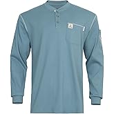 VANLENS FR Shirts for Men Flame Resistant Shirt 5.5oz 100% Cotton Light Weight CAT2 Fire Retardant Henley Shirts