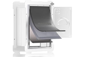 MIAOTONG 3-Flap Dog Door for Wall, Double Magnetic Flaps Pet Door for Wall, Aluminum Lock Doggy Door,Steel Frame and Telescoping Tunnel Dog Doors and Cat Doors(Pets Up to 40 Lb) -Medium