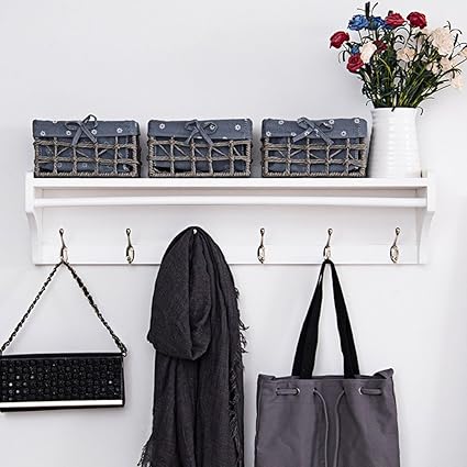 Lei Ze Jun Uk Porte Manteau Mural En Bois Avec Etagere A Chapeau Storge Tablette Decorative A Etagere Murale Etageres Murales Couleur Blanc Taille 79 5cm Amazon Fr Cuisine Maison