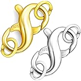 Dailyacc S925 Double Opening Lobster Clasp Sterling Silver and Gold Necklace Bracelet Extender Clasps and Closures for DIY Jewelry