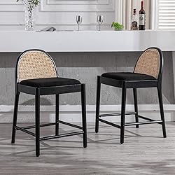 HEAH-YO Rattan Counter Stools Set of 2, 26 Inches