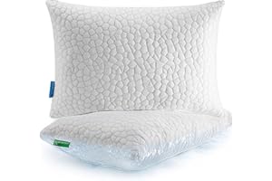 Cooling Pillow for Sleeping, Shredded Memory Foam Pillows Queen Size 2 Pack Bed Pillow for Side Back Stomach Sleepers, Adjust
