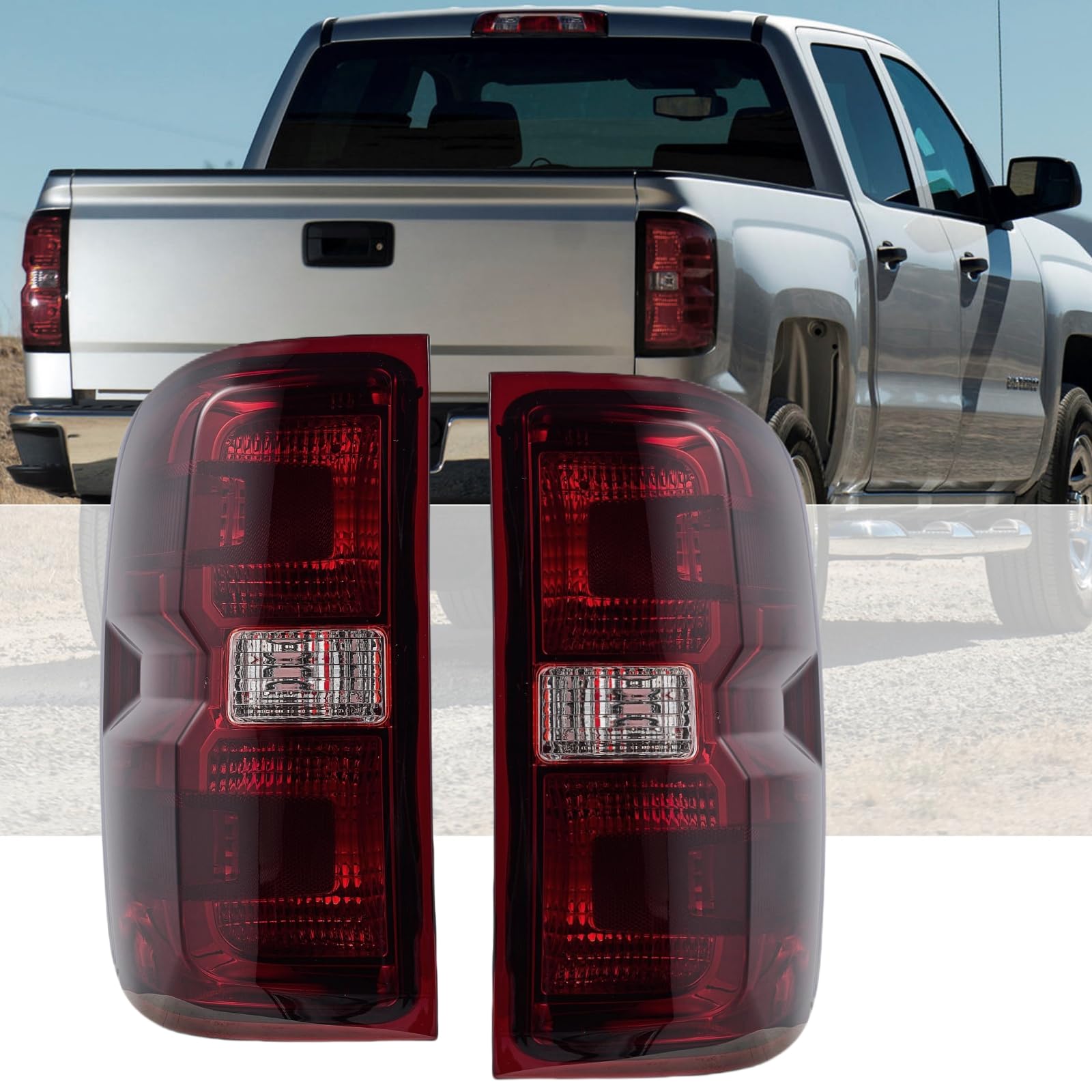 Photo 1 of WEISIGAO Tail Lights Compatible with Chevy Silverado 1500 2500 3500 2014-2019, GMC Sierra 2500 3500 2015-2019 Rear Lamps (Smoke)