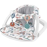 Fisher-Price Portable Baby Chair Sit-Me-Up Floor Seat with Developmental Toys & Machine Washable Seat Pad, Rainbow Showers