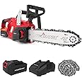 PowerSmart Cordless Chainsaw, 20V 12-Inch Electric Chainsaw with Auto Chain Tension & Lubrication, Battery Powered Chain Saw For Wood Cutting & Trimming (4Ah Battery And Fast Charger Included)
