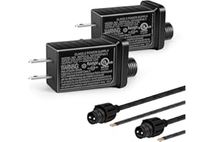 LEDLIGHTSWORLD 12V 12W 1A Class 2 Power Supply 2 Pack, AC to DC Low Voltage Transformer, IP44 Inflatable Power Adapter for LED Strip Lights, Christmas Decor Light, Indoor/Outdoor Use, UL Listed