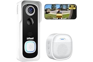 ieGeek Doorbell Camera Wireless No Subscription - Wireless Video Doorbell with Chime, Doorbell with Camera 1080P, Voice Changer, 2-Way Audio, PIR Motion Detection, Only 2.4Ghz WiFi, Works with Alexa