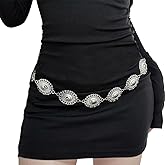 Tocizhka Western Metal Belts for Woman Concho Chain Belt Vintage Boho Cowgirl Waist Belt for Dresses Jeans Skirts Fashion Outfit