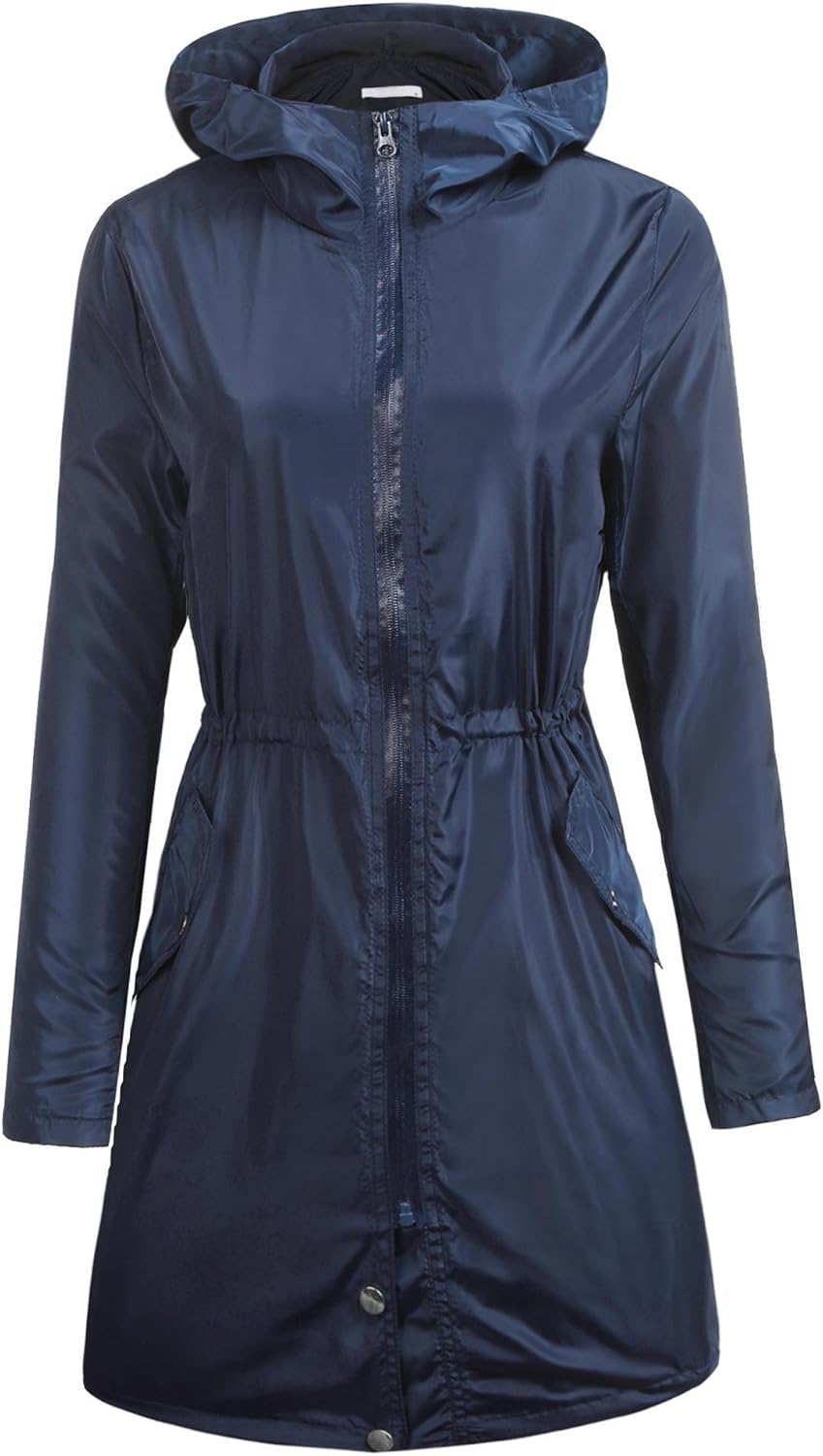 ELESOL Women's Lightweight Waterproof Long Raincoat Hood